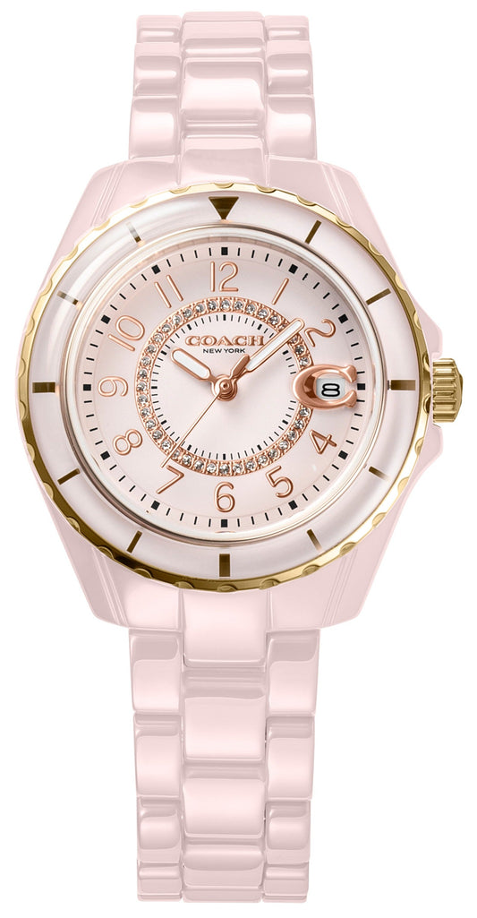 Coach Preston Pink Dial Pink Steel Strap Watch for Women - 14503463