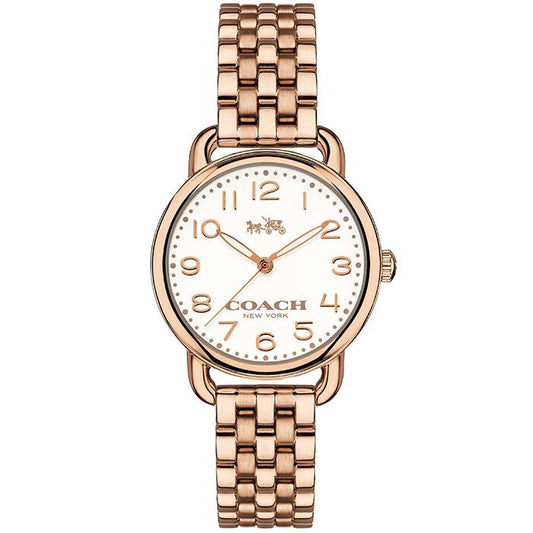 Coach Delancey White Dial Rose Gold Steel Strap Watch for Women - 14502242