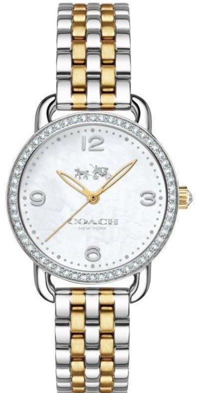 Coach Delancey Mother of Pearl Dial Two Tone Steel Strap Watch for Women - 14502480