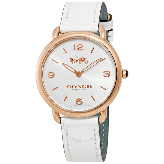 Coach Delancey White Dial White Leather Strap Watch for Women - 14502790