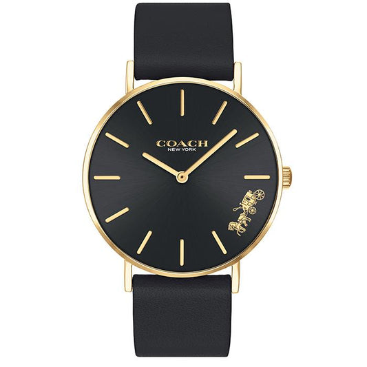 Coach Perry Black Dial Black Leather Strap Watch for Women - 14503333