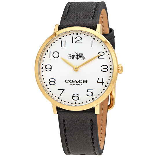 Coach Slim Easton White Dial Black Leather Strap Watch for Women - 14502683