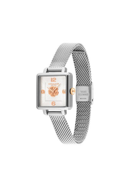 Coach Cass White Dial Silver Mesh Bracelet Watch for Women - 14503697