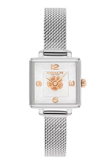 Coach Cass White Dial Silver Mesh Bracelet Watch for Women - 14503697