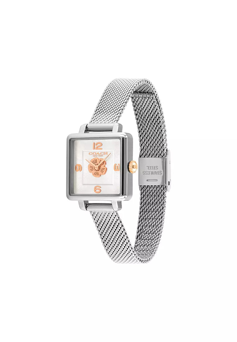 Coach Cass White Dial Silver Mesh Bracelet Watch for Women - 14503697