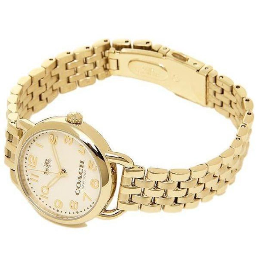 Coach Delancey White Dial Gold Steel Strap Watch for Women - 14502241