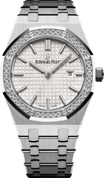 Audemars Piguet Royal Oak Quartz Diamonds White Dial Silver Steel Strap Watch for Women - 67651ST.ZZ.1261ST.01