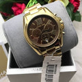 Michael Kors Bradshaw Brown Dial Gold Steel Strap Watch for Women - MK5502