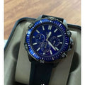 Fossil Garrett Chronograph Blue Dial Black Rubber Strap Watch for Men - FS5695