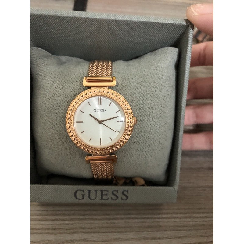 Guess Monroe Silver Dial Rose Gold Steel Strap Watch For Women - W1152L3