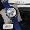 Guess Caliber Chronograph White Dial Blue Rubber Strap Watch for Men - W0864G6