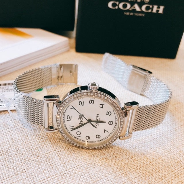 Coach Madison White Dial Silver Mesh Bracelet Watch for Women - 14502651