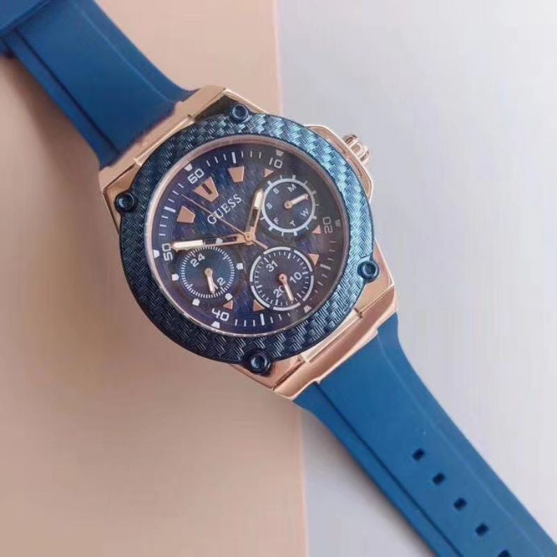 Guess Zena Blue Dial Blue Silicone Strap Watch For Women - W1094L2