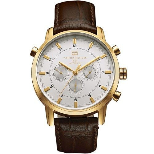 Tommy Hilfiger Harrison White Dial Brown Leather Strap Watch for Men - 1790874