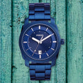 Fossil Machine Blue Dial Blue Steel Strap Watch for Men - FS5231