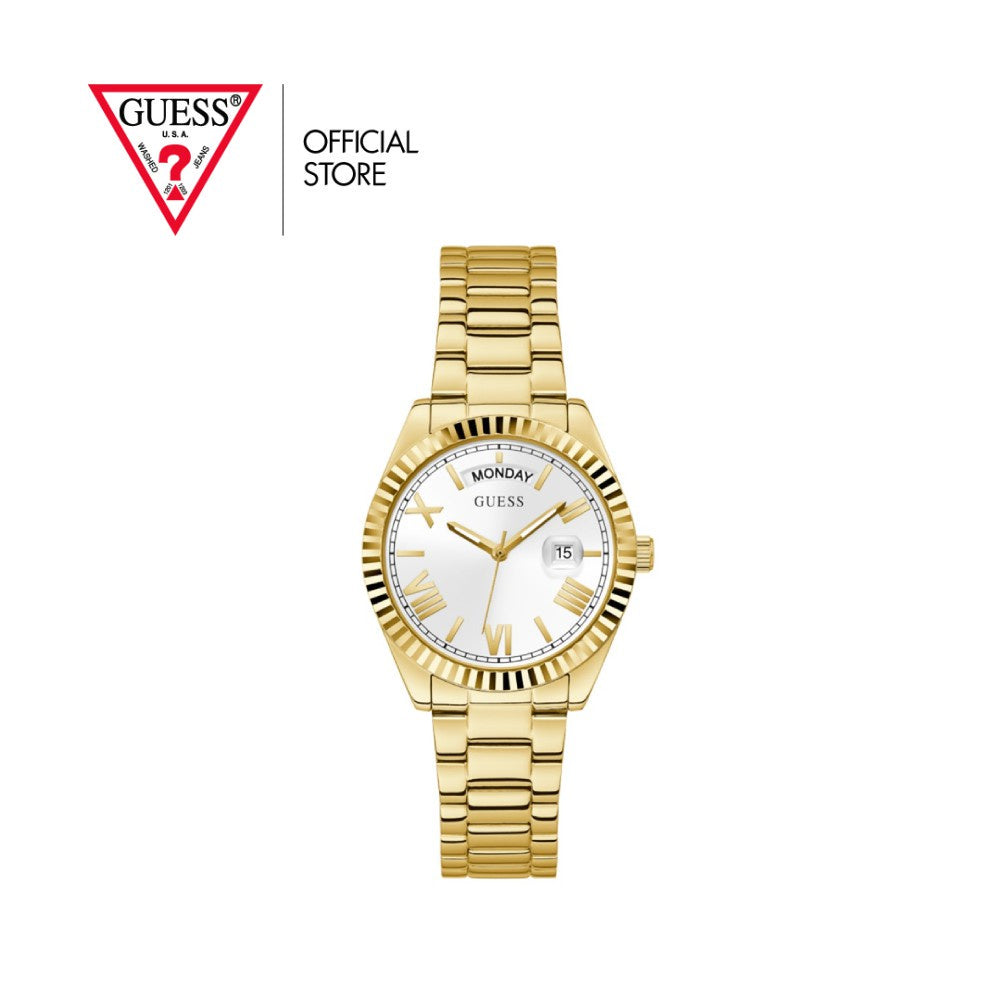 Guess Luna White Dial Gold Steel Strap Watch for Women - GW0308L2