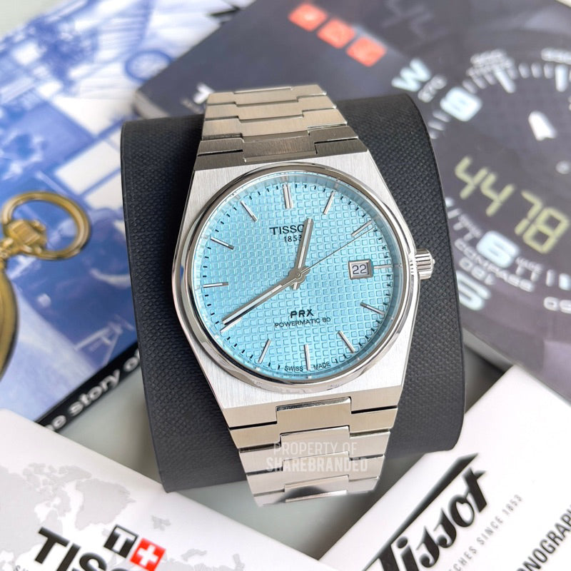 Tissot PRX Powermatic 80 Ice Blue Tiffany Dial Silver Steel Strap Watch for Men - T137.407.11.351.00