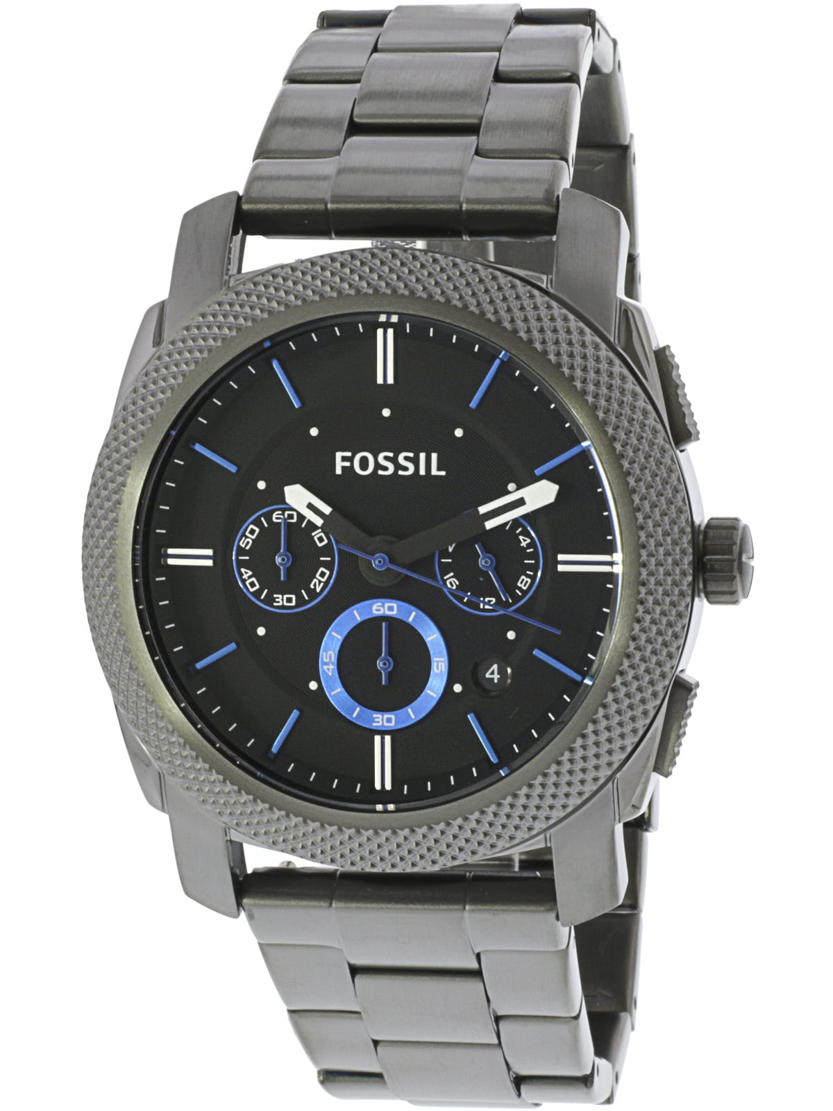 Fossil Machine Chronograph Brown Dial Grey Steel Strap Watch for Men - FS4931