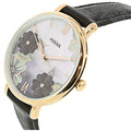 Fossil Jacqueline Mother of Pearl Dial Black Leather Strap Watch for Women - ES4535