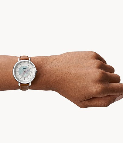 Fossil Jacqueline Blush Mother of Pearl Dial Pink Leather Strap Watch for Women - ES4151