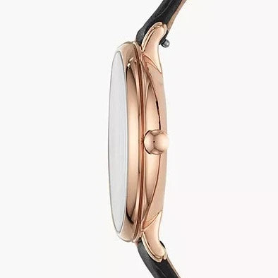 Fossil Jacqueline Mother of Pearl Dial Black Leather Strap Watch for Women - ES4535