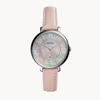 Fossil Jacqueline Blush Mother of Pearl Dial Pink Leather Strap Watch for Women - ES4151