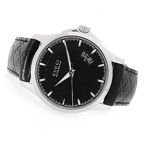 Gucci G Timeless Quartz Black Dial Black Leather Strap Watch for Men - YA126413