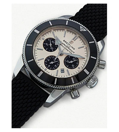 Breitling Superocean Heritage B01 Chronograph 44 Silver Dial Black Mesh Bracelet Watch for Men - AB0162121G1S1