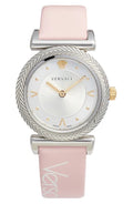 Versace V-Motif Silver Dial Pink Leather Strap Watch for Women - VERE00118