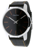 Calvin Klein City Black Dial Black Leather Strap Watch for Men - K2G211C1