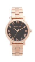 Michael Kors Noire Black Dial Rose Gold Steel Strap Watch for Women - MK3585