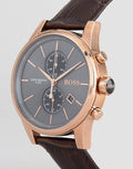 Hugo Boss Jet Grey Dial Brown Leather Strap Watch for Men - 1513281