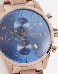 Hugo Boss Skymaster Chronograph Blue Dial Brown Steel Strap Watch for Men - 1513788