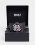 Hugo Boss Globetrotter Black Dial Black Steel Strap Watch for Men - 1513825