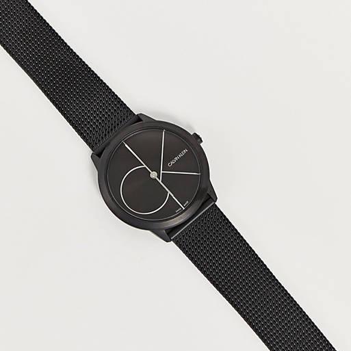 Calvin Klein Minimal Black Dial Black Mesh Bracelet Watch for Men - K3M514B1