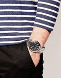 Fossil Grant Chronograph Black Dial Silver Steel Strap Watch for Men - FS4736