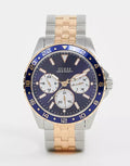 Guess Odyssey Blue Dial Two Tone Steel Strap Watch For Men - W1107G3