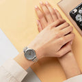 Michael Kors Cinthia Mother of Pearl Grey Dial Two Tone Steel Strap Watch for Women - MK3642