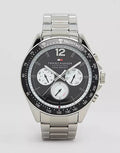 Tommy Hilfiger Luke Quartz Black Dial Silver Steel Strap Watch for Men - 1791120