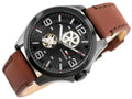 Tommy Hilfiger Bruce Automatic Black Dial Brown Leather Strap Watch for Men - 1791280