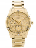 Guess Crystal Multifunction Gold Dial Gold Steel Strap Watch for Women - W0778L2