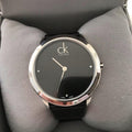 Calvin Klein Minimal Diamonds Black Dial Black Leather Strap Watch for Men - K3M211CS