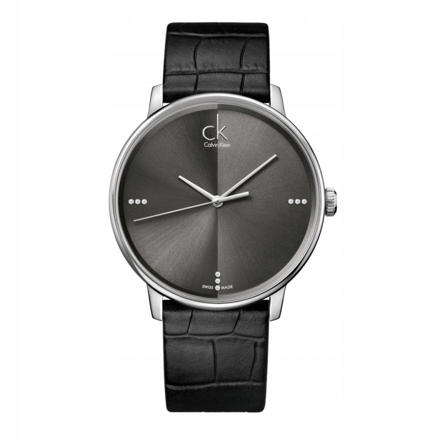 Calvin Klein Dress Grey Dial Black Leather Strap Watch for Women - K2Y2Y1CU