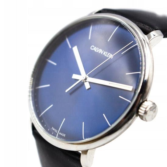 Calvin Klein High Noon Quartz Blue Dial Black Leather Strap Watch for Men - K8M211CN