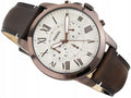 Fossil Grant Chronograph White Dial Brown Leather Strap Watch for Men - FS5344