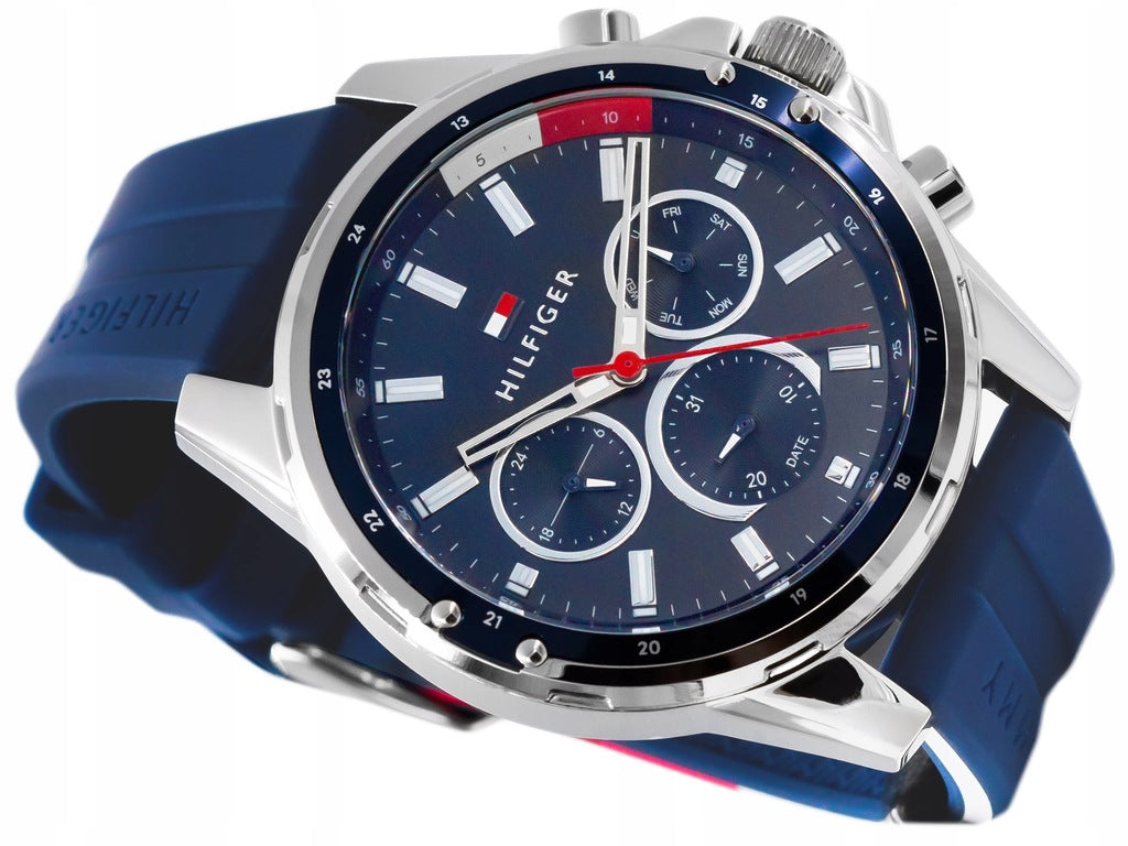 Tommy Hilfiger Mason Blue Dial Blue Rubber Strap Watch for Men - 1791791