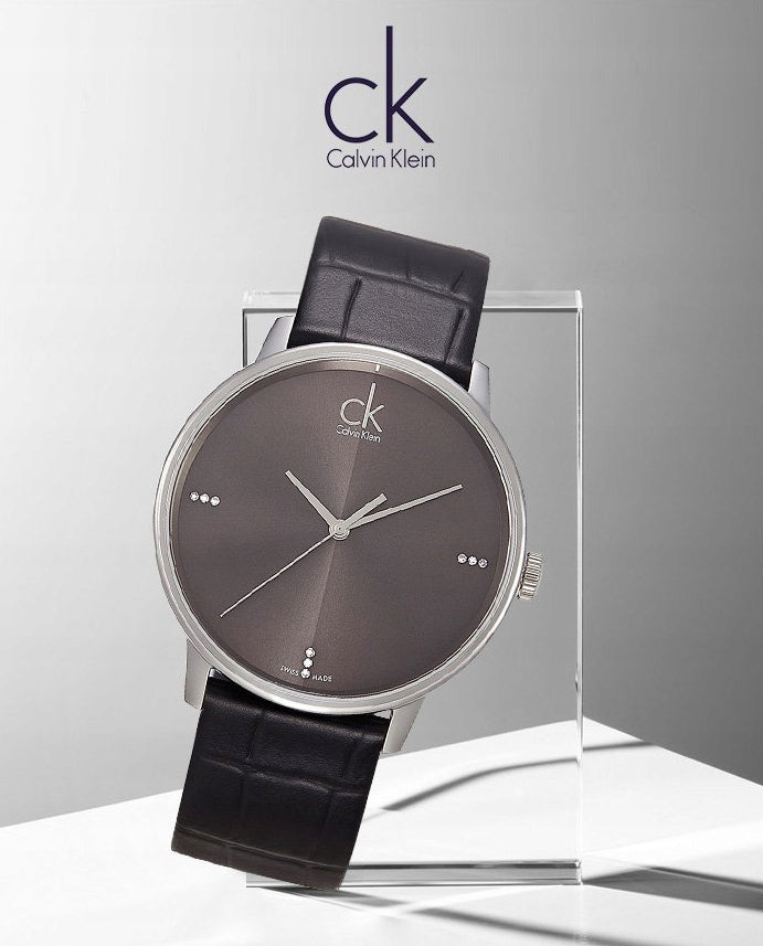 Calvin Klein Dress Grey Dial Black Leather Strap Watch for Women - K2Y2Y1CU