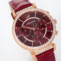 Swarovski Passage Chrono Red Dial Red Leather Strap Watch for Women - 5580345