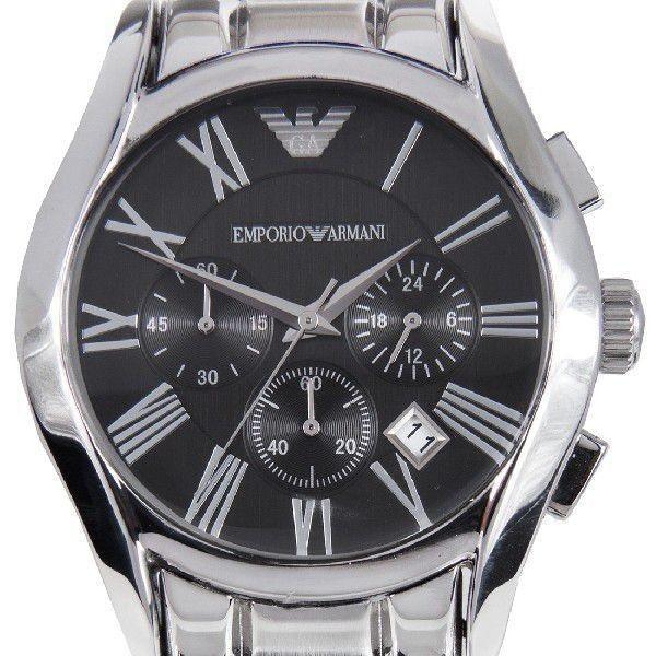 Emporio Armani Valente Chronograph Black Dial Silver Steel Strap Watch For Men - AR0673