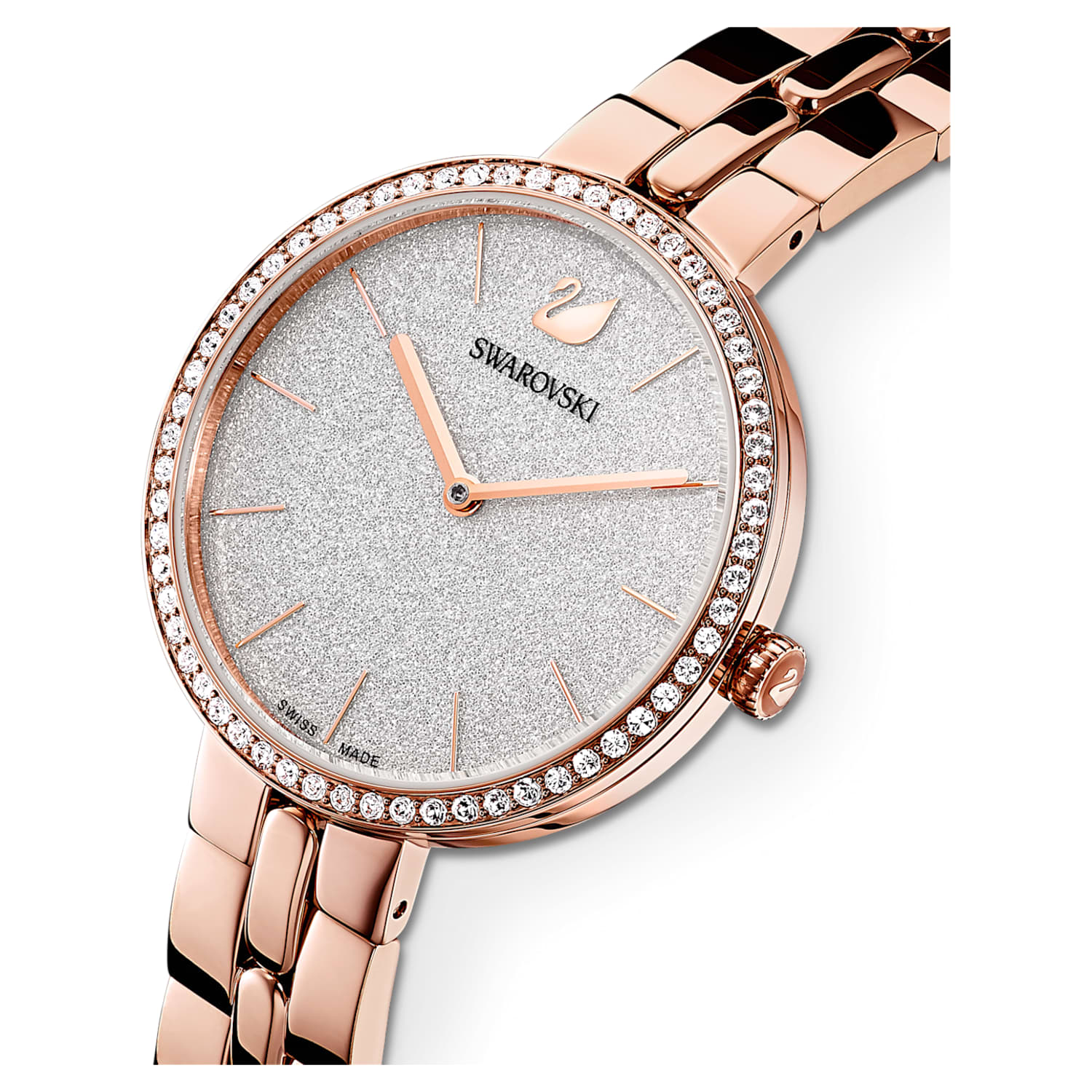 Swarovski Cosmopolitan Diamond Powder Silver Dial Rose Gold Steel Strap Watch for Women - 5517803